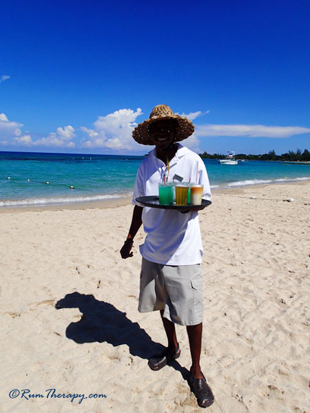 Waiter on the beach, Jewel Runaway Bay, Jamaica copyright Rum Therapy